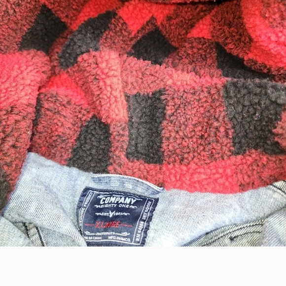 Vintage 80s Company One acid washed Denim hoodie Jacket XL-L - Picture 10 of 14